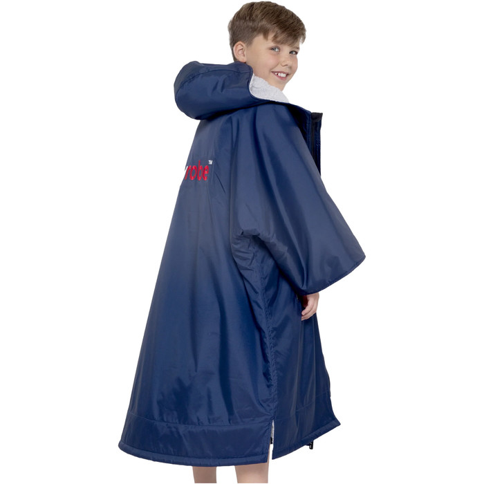 2024 Dryrobe Enfants Advance Short Sleeve Change Robe V3 V3KSS - Bleu Marine / Grey